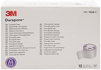 3M Durapore Medical Tape, Non-Sterile, Silk-Like Cloth, White, 1 in x 10 yds, 12 Rolls, 1 Pack