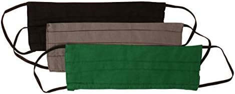 Touchstone filter pocket double layer cotton fabric face mask Reusable Machine Washable for men, women. (Pack of 3). Green Grey Black