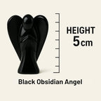 Black Obsidian Angel Statue – 2" Beautiful Gemstone Guardian Angel – Natural Crystal Angel – Hand-Carved Angel Charms for Protection, Wealth, Luck, and Positive Energy – Angel Figurines Decor