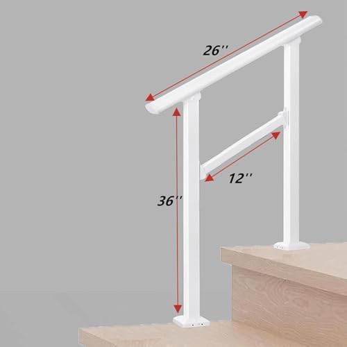 Handrails for Outdoor Steps & Indoor Stair Railing Kit, 1-2 Steps Safety Hand Rail for Porch & Deck