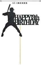 Black Baseball 13 Birthday Cake Topper, Glitter Happy 13th Birthday Party Decoration