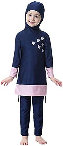 YEESAM Muslim Swimsuits for Girls Kids, Full Body Islamic Swimming Suits Burkini with Hijab Modest Swimwear