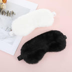 2 Pcs Plush Sleep Eye Mask Cute Soft Sleeping Blindfold Adjustable Furry Nap Eye Cover Night Comfortable Faux Fur Eyeshade for Plane Game Winter Men Women Gift(White, Black)