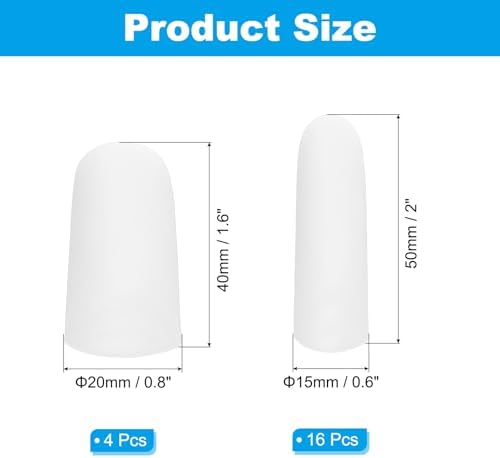 PATIKIL Finger Sleeve Protectors, 20pcs Silicone Finger Cots Cover Cap Thumb Guard Gel Finger Protection for Repair, Sports, 2 Size White