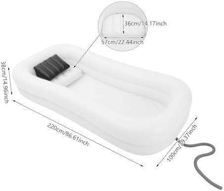 Medical Inflatable Bathtub, PVC Portable Shower Bathtub With Electric Air Pump & Water Bag, Double Design Shower Bed Assistive Aid W/ 2 Pillows For Adults, Elder, Pregnant,Bedridden Patients