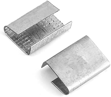 QWORK Seals for 5/8" Strap Width Steel Strapping, 500 Pcs Metal Clips for Firmly Securing Packaging and Pallet Banding, Fix Large and Medium-Sized Loads for Storage and Transportation