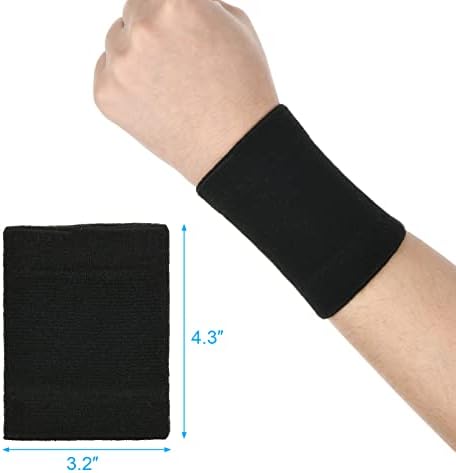 Cosmos 1 Pair Compression Wrist Sleeve Nylon Brace Wraps Supports Elastic Wristbands for Wrist Protect Pain Relief in Typing Running Basketball Volleyball Golf Playing (Black)