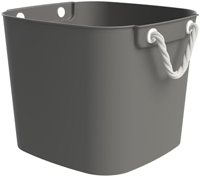 Life Story 4 Pack Flexi Tub, Versatile 42 Quart Storage Tote, Flexible Plastic Home Organizer Lightweight Basket with Carrying Handles, Gray