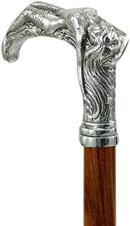 Artisanal Walking Cane - Handmade in Italy from Wood & Solid Pewter, Elegant Design for Men & Women, Robust Luxury Walking Stick