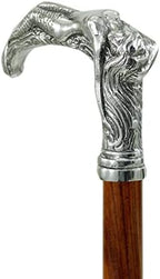 Artisanal Walking Cane - Handmade in Italy from Wood & Solid Pewter, Elegant Design for Men & Women, Robust Luxury Walking Stick