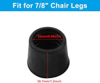 16Pcs 7/8 Inch (22mm) Chair Leg Tips Caps, Round Rubber Non-Slip Folding Chair Leg End Caps Black Furniture Table Feet Caps Floor Protector Cover for Hardwood Floors