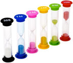 I-MART Plastic Sand Timer Sandglass Hourglass Sand Clock Timer 30 sec, 1 min, 2 mins, 3 mins, 5 mins, 10 mins (Pack of 6)