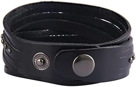 GelConnie Leather Cuff Bracelet for Men Women Wide Leather Wristband Thick Viking Mens Leather Bracelets Gothic Wrist Band Vintage Rock Wristband