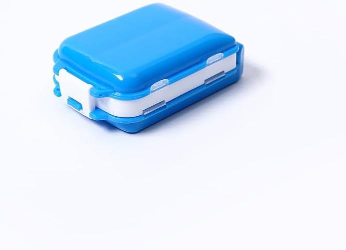 Travel Pill Organizer with 8 Compartments Double-Layer Portable Pocket Purse Medicine Organizer Medicine Carry Storage Box (Blue)