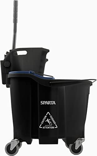Carlisle FoodService Products Omnifit Mop Bucket with Side Press Wringer and Soiled Water Insert for Floor Cleaning, Kitchens, Restaurants, And Janitorial Use, Polypropylene (Pp), 35 Quarts, Black