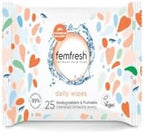 Femfresh Daily Wipes - biodegradable & flushable, Pack of 25 Wipes (Packaging May Vary)
