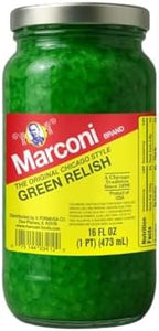 Marconi Sport Peppers & Green Relish 2 Pack | Chicago Style Hot Dog Toppings | Pickled Peppers & Relish Combo | 16 oz Each, 32 oz Total
