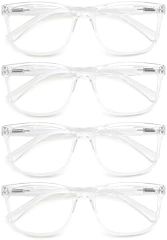 Large Reading Glasses Mens Oversized Wide Readers 2.50 Lightweight Clear Magnifying Cheaters for Men W/Big Head 4 Pack