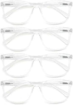 Large Reading Glasses Mens Oversized Wide Readers 2.00 Lightweight Clear Magnifying Cheaters for Men W/Big Head 4 Pack
