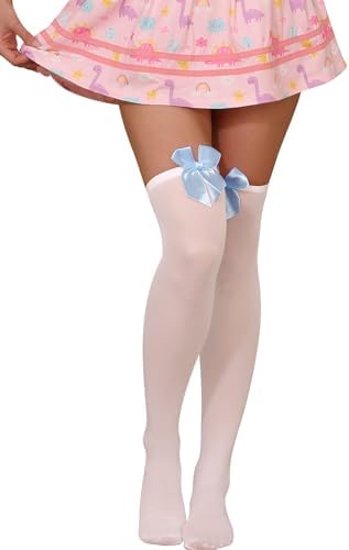 ABAFIP Women Thigh High Stockings with Bow Sheer Knee High Sexy Long Socks Hosiery