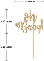 48 Pcs Glitter Oh Baby Cupcake Topper Picks for Baby Shower Party Cake Decorations
