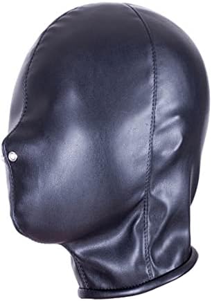 Generic Upgrade Your Cosplay Game with Black Soft PU Leather Full Cover Head Hood Masks - Get Ready to Turn Heads