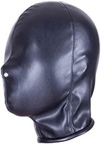 Generic Upgrade Your Cosplay Game with Black Soft PU Leather Full Cover Head Hood Masks - Get Ready to Turn Heads