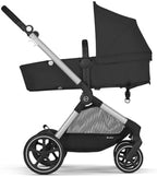 Cybex EOS 5-in-1 Travel System Stroller + Lightweight Aton G Swivel Infant Car Seat, Moon Black, Silver Frame
