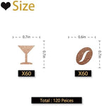 120 Martini and Coffee Bean Confetti, Brown Glitter Espresso Martini Confetti for Birthday Party, Martini Cut Out for Cocktail Night Party Table Decoration