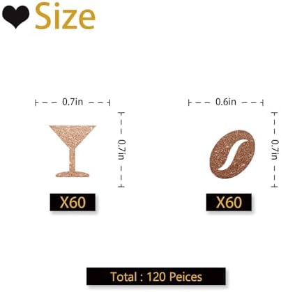 120 Martini and Coffee Bean Confetti, Brown Glitter Espresso Martini Confetti for Birthday Party, Martini Cut Out for Cocktail Night Party Table Decoration