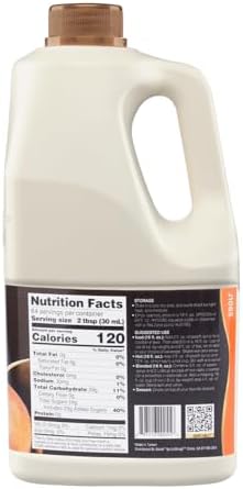 Tea Zone J1065 64 fl. oz Peach Syrup for Tea, Beverages, Sweets, Ice Cream, Cocktails Blending
