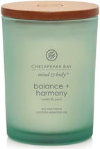 Chesapeake Bay Balance + Harmony Scented Candle Water Lily Pear Fragrance 50 Hours Burn Time Warm & Decorative Soy Wax Blend
