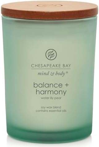 Chesapeake Bay Balance + Harmony Scented Candle Water Lily Pear Fragrance 50 Hours Burn Time Warm & Decorative Soy Wax Blend