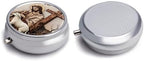 Good Shepherd Metal Round Pill Box, 3 Compartment Travel Organizer, Portable Pill Container with Secure Latch, 2 Inch Circular Vitamin Caddy for Pills and Vitamins, Gift for Him Her Elderly