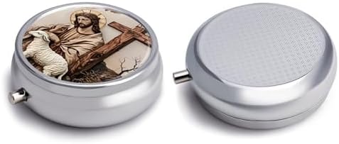 Good Shepherd Metal Round Pill Box, 3 Compartment Travel Organizer, Portable Pill Container with Secure Latch, 2 Inch Circular Vitamin Caddy for Pills and Vitamins, Gift for Him Her Elderly