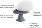 ezpz Mushroom Sponge (Gray) - Odor-Resistant Kitchen Sponge with Soft Bristles, Non-Slip Handle, Suction Base - Gently Cleans Pans, Dishes and Feeding Gear
