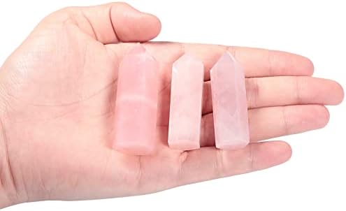 3 Pcs Hexagonal Points Healing Crystal Wand for Spiritual Therapy Witches Meditation Jewelry Making Balance Chakra Protection Home Decor, Amethyst & Rose Quartz & Rock Crystal