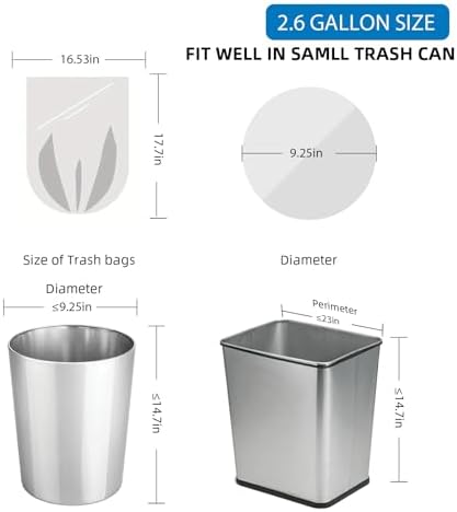 2.6 Gallon Clear Small Trash Bags - Small Garbage Bags For Bathroom Can 100 Counts Mini Kitchen Waste Basket Plastic Unscented Office Car Liners Strong Thick Acqkunlo