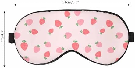 Strawberry Sleep Eye Mask Fruit Green Leaves Cute Flower Men Women Sleep Mask with Adjustable Strap Eye Cover Eye Shade for Travel, Nap,Meditation