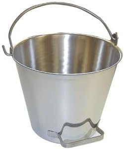 Premium Stainless Steel Pail, Vet/Milk Bucket, Made in USA, Completely Seamless & Thick, 9-20 Qt Sizes (16 Qt, Pail with Side Pour Handle)