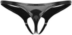 Menâ€˜s Latex PVC Faux Leather Short Pants Solid Backless Crotchless Boxer Shorts Hot Pants