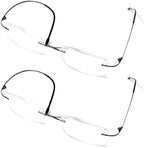 Lanomi Rimless Reading Glasses Blue Light Blocking Ultralight Metal Men Rectangular Reader Aid Anti Blue Eyeglasses