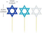 24Pcs Hanukkah Star of David Cupcake Toppers, Glitter Star of David Decorations for Hanukkah Theme Party Supplies(Star of David)
