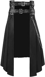 Punk Rave Men's Punk Daily Half Skirt Gothic Metal Chains Adjustable Streetwear Hip Hop Personality Skirts with Belt