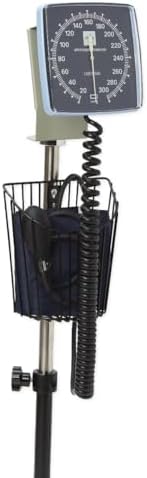 Medline Mobile Aneroid Blood Pressure Monitor, Stand Included, Precise, Portable, and User-Friendly BP Cuff with Clear Gauge, Adult Size