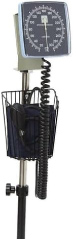 Medline Mobile Aneroid Blood Pressure Monitor, Stand Included, Precise, Portable, and User-Friendly BP Cuff with Clear Gauge, Adult Size