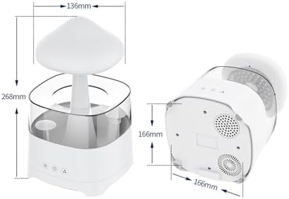 Rain Cloud Humidifier for Bedroom with Remote Control, Built-in Sound Speaker, Aromatherapy Water Drip Diffuser, LED Night Light & Raindrop Sounds for Sleep and Relaxation
