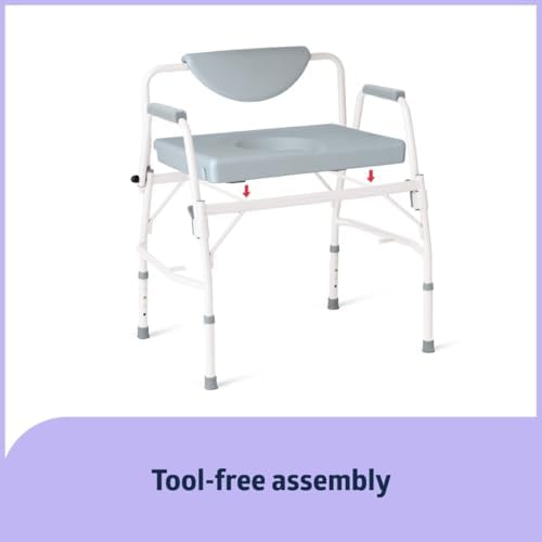 Bariatric Drop-Arm Commode – Heavy-Duty Steel Toilet Chair for Disabled & Elderly, 1,000 lb Capacity