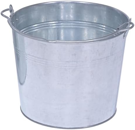 Vestil BKT-GAL-325 Galvanized Steel Bucket, 9-13/16" Depth, 3.25 gallon, 28 pound Capacity, Silver