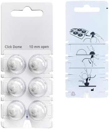 Click Dome 10mm Open for Connexx/Siemens,Signia and Rexton RIC Hearing Aids with Cleaning Brush Tools (10MM)